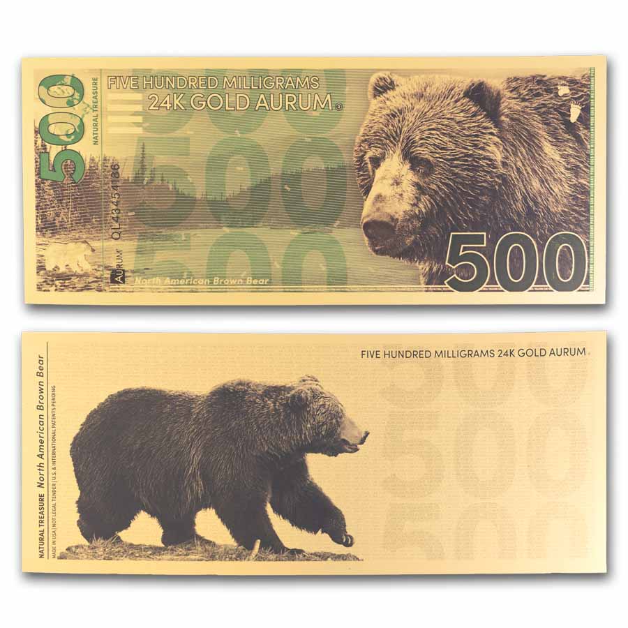 2025 500mg Gold Note - Natural Treasures: Brown Bear 24K