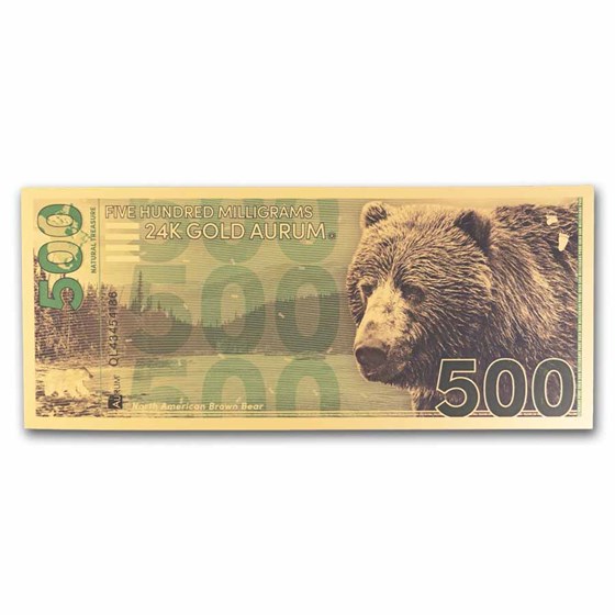 2025 500mg Gold Note - Natural Treasures: Brown Bear 24K