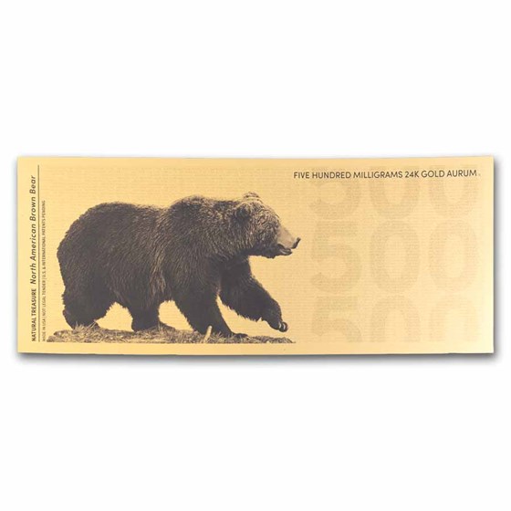 2025 500mg Gold Note - Natural Treasures: Brown Bear 24K