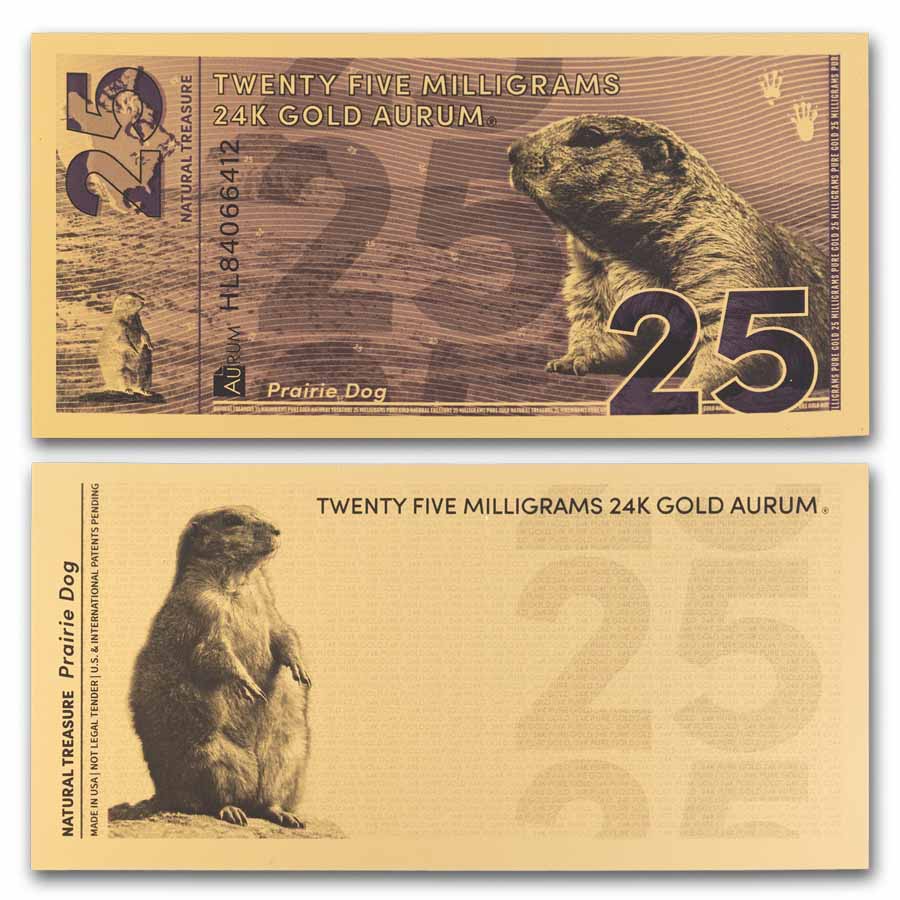 2025 25mg Gold Aurum Note - Natural Treasures: Prairie Dog 24K