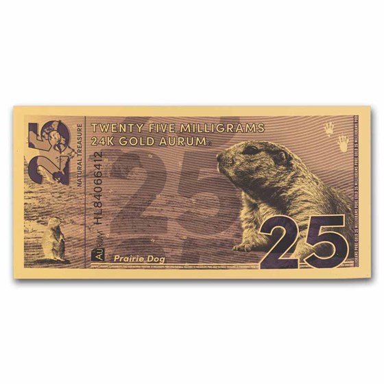 2025 25mg Gold Aurum Note - Natural Treasures: Prairie Dog 24K