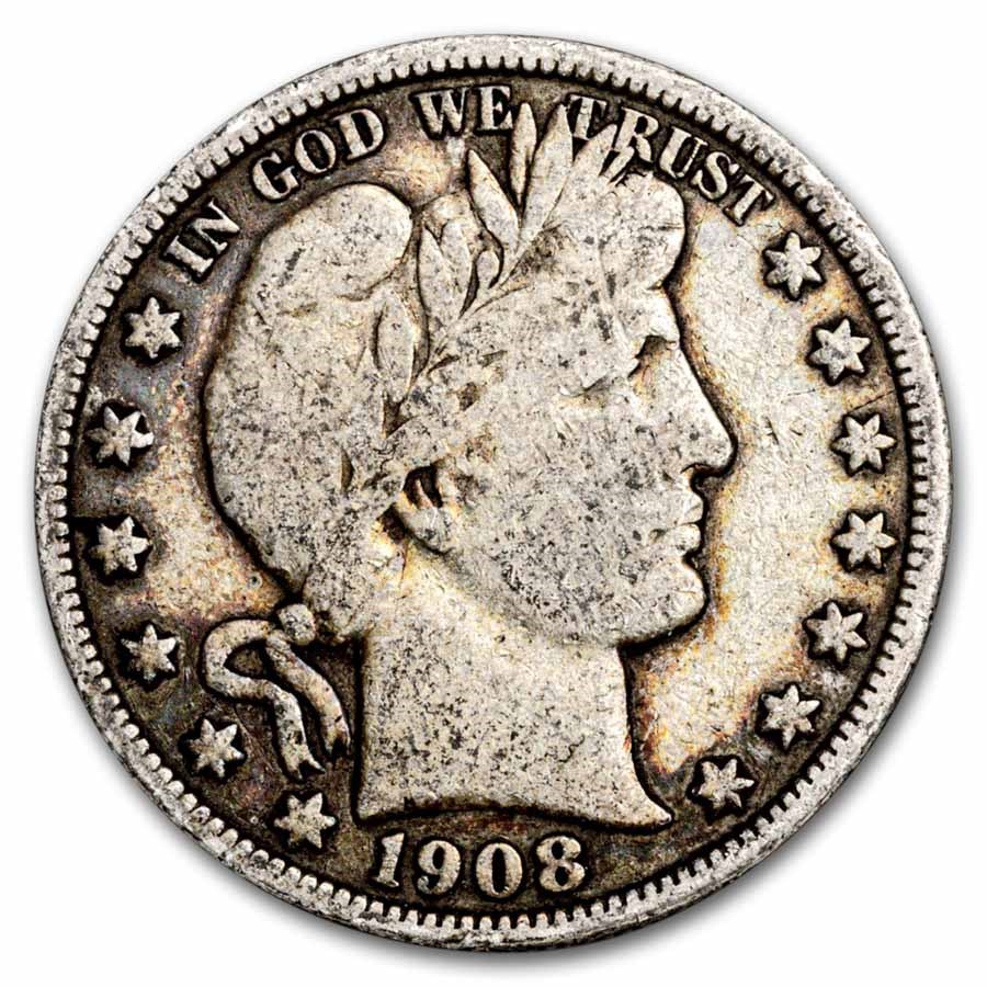 1908-O Barber Half Dollar 20-Coin Roll Avg Circ