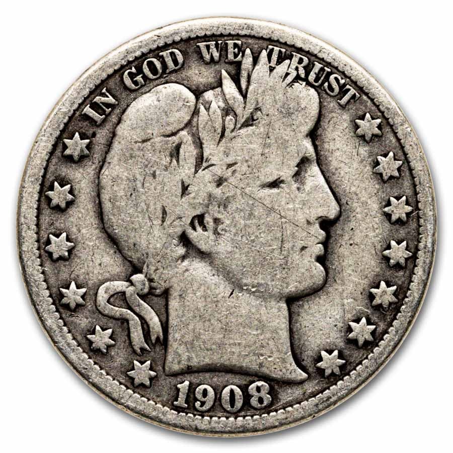 1908-D Barber Half Dollar 20-Coin Roll Avg Circ