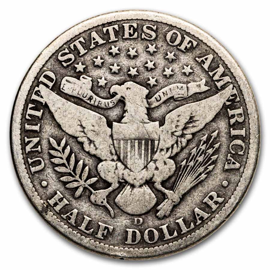 1908-D Barber Half Dollar 20-Coin Roll Avg Circ