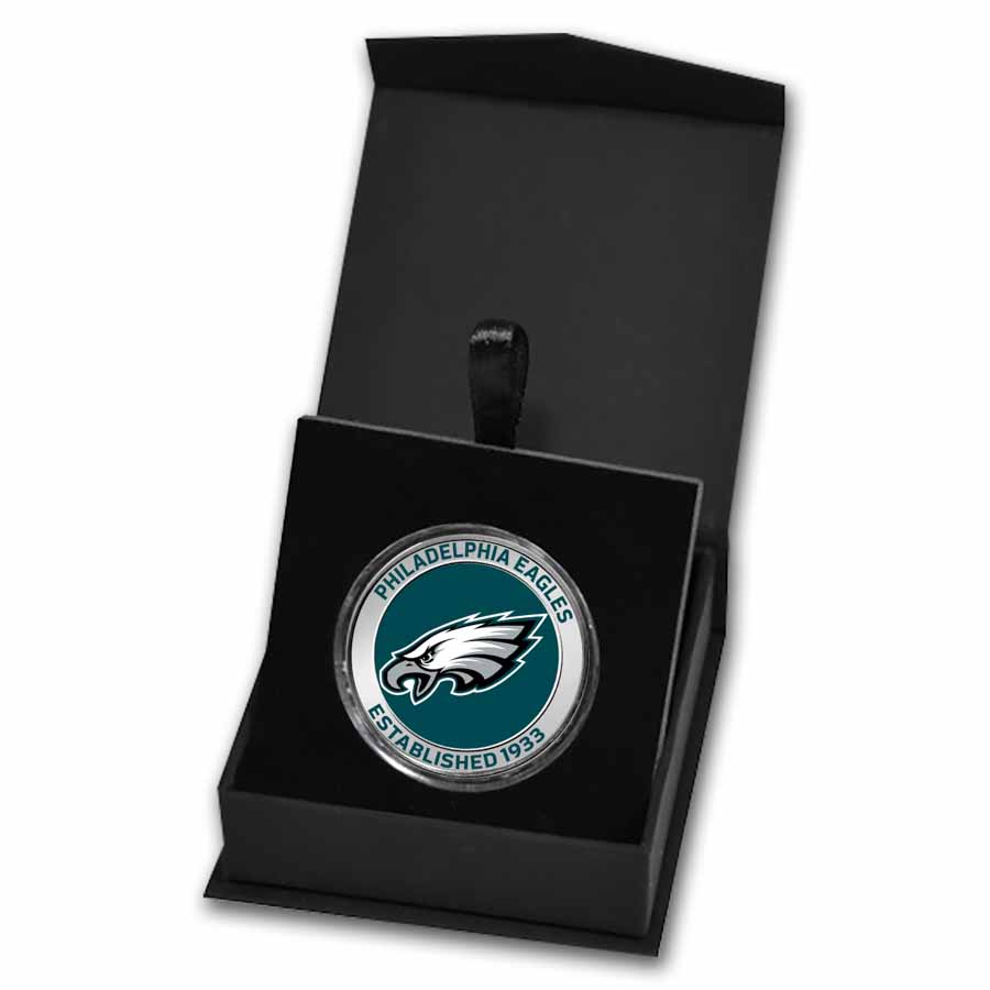 NFL Philadelphia Eagles 1 oz Silver Colorized Round (w/Box) NFL Philadelphia Eagles 1 oz Silver Colorized Round (w/Box)
