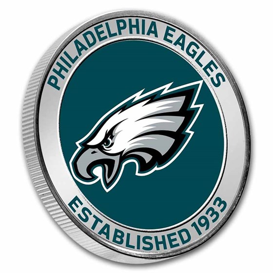 NFL Philadelphia Eagles 1 oz Silver Colorized Round (w/Box)
