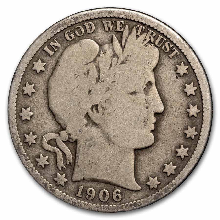 1906-D Barber Half Dollar 20-Coin Roll Avg Circ