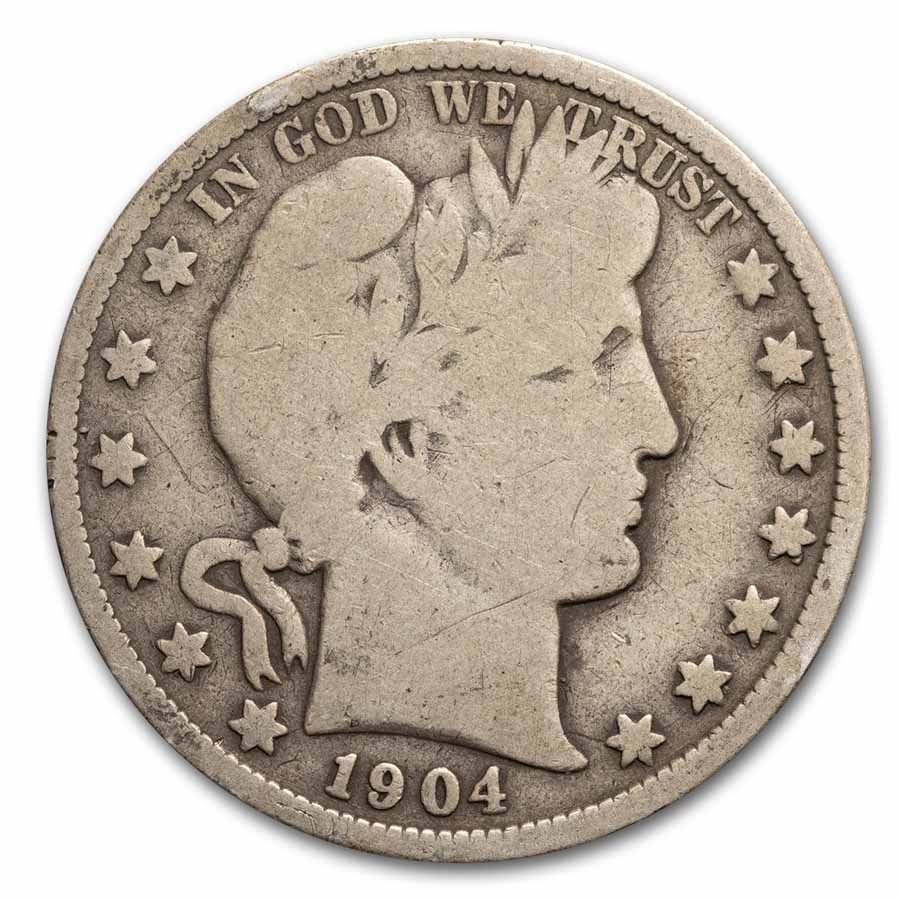 1904 Barber Half Dollar 20-Coin Roll Avg Circ