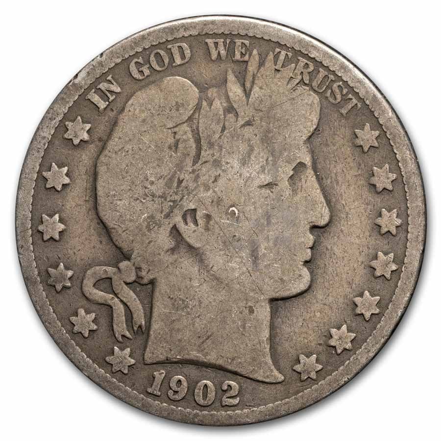 1902 Barber Half Dollar 20-Coin Roll Avg Circ
