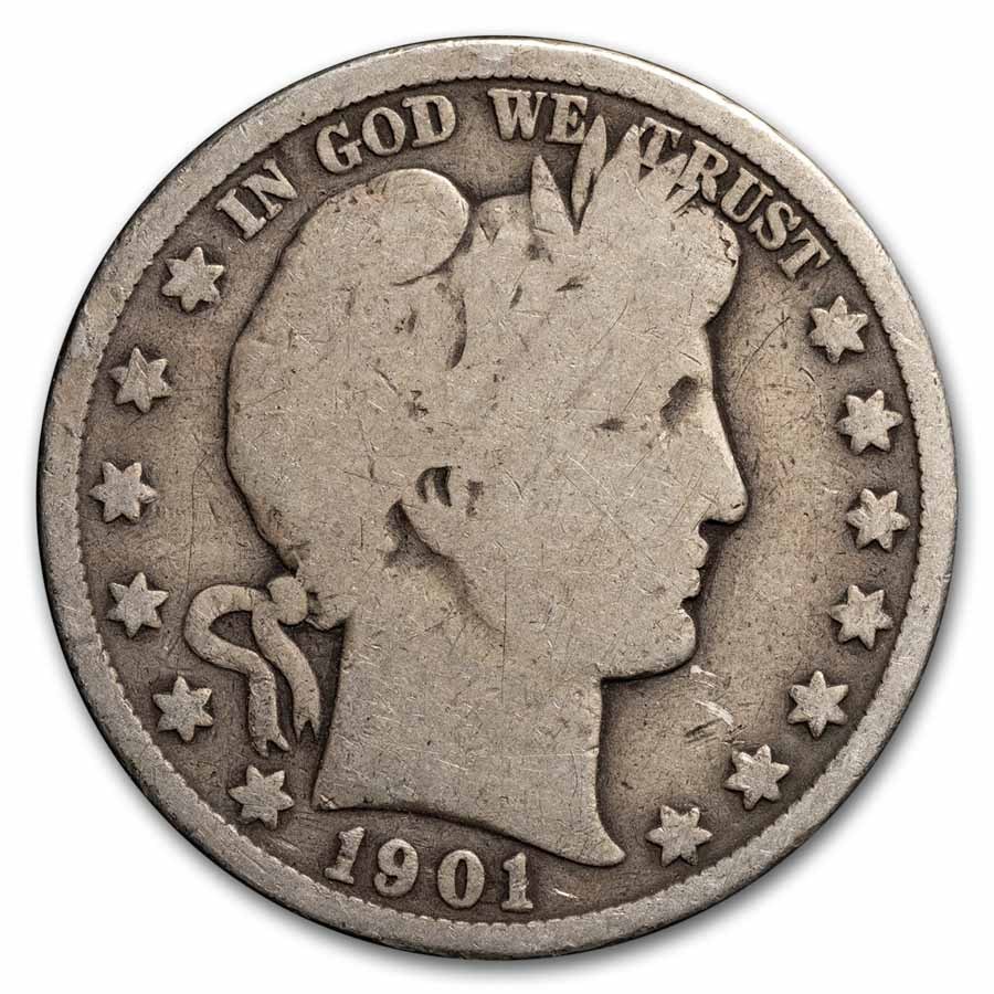 1901 Barber Half Dollar 20-Coin Roll Avg Circ