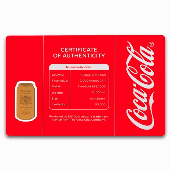 Coca-Cola® 1/1000 oz Gold Shaped Can in Card