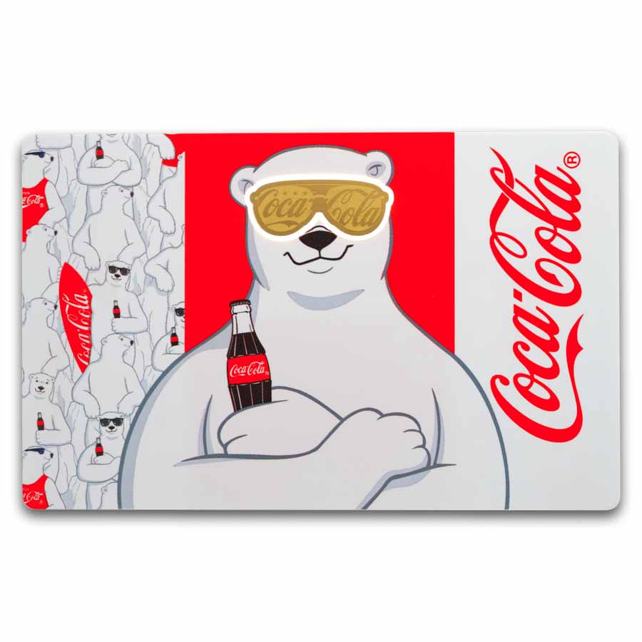 Coca-Cola® 1/1000 oz Gold Polar Bear in Sunglasses Shaped Coin