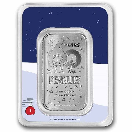 Peanuts® 60th A Charlie Brown Christmas 1 oz Colorized Silver Bar