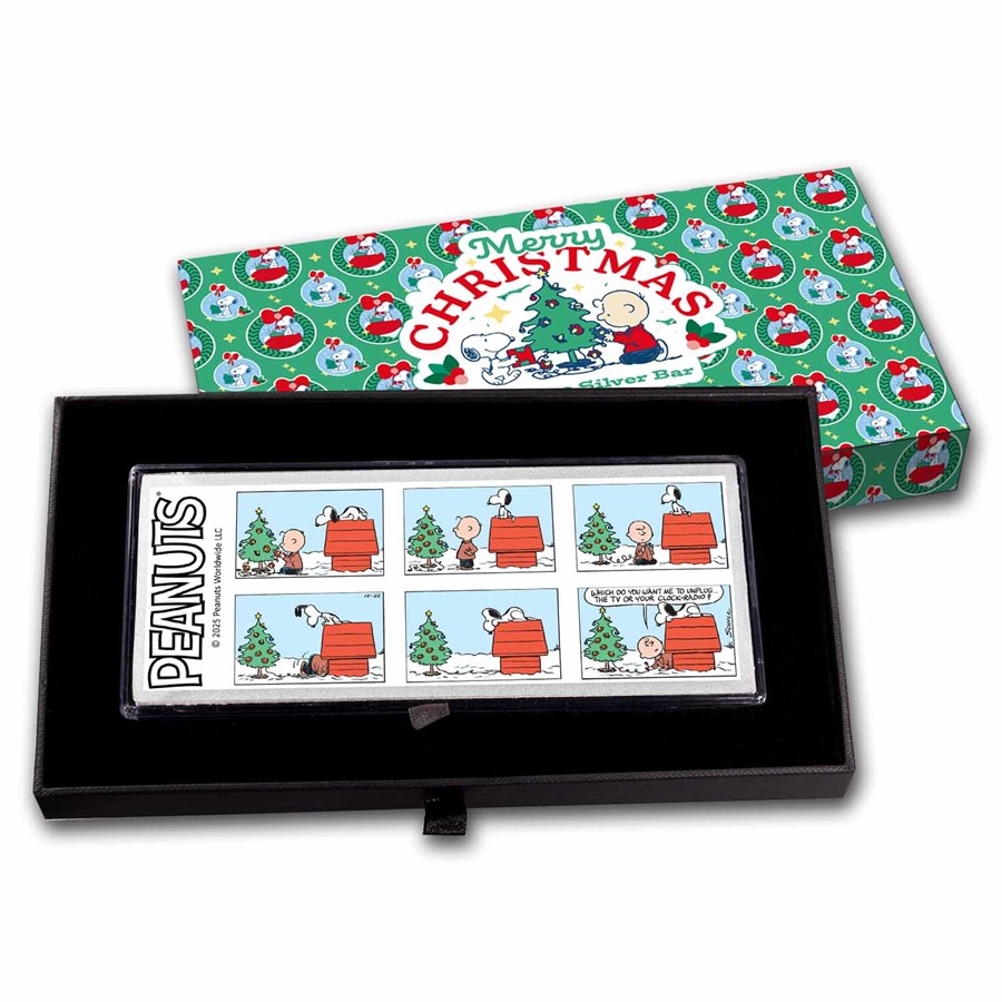 Peanuts® Snoopy & Charlie Brown Christmas Comic 4 oz Silver Bar