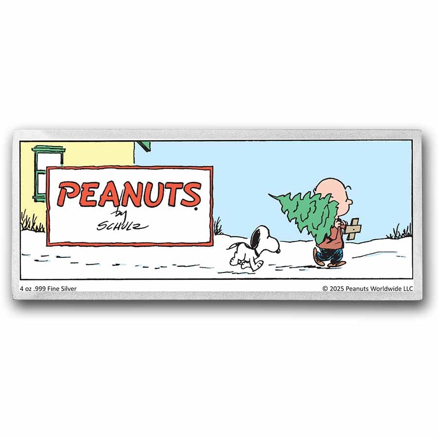 Peanuts® Snoopy & Charlie Brown Christmas Comic 4 oz Silver Bar