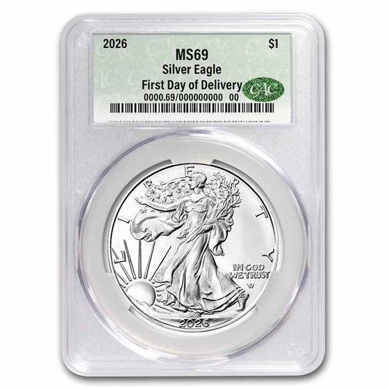 2026 American Silver Eagle MS-69 CAC (First Day of Delivery) 2026 American Silver Eagle MS-69 CAC (First Day of Delivery)