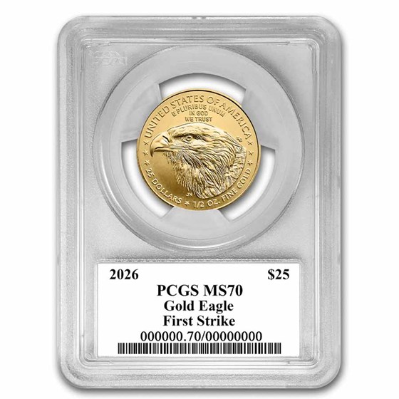 2026 1/2 oz American Gold Eagle MS-70 PCGS (FS®, Black Label)