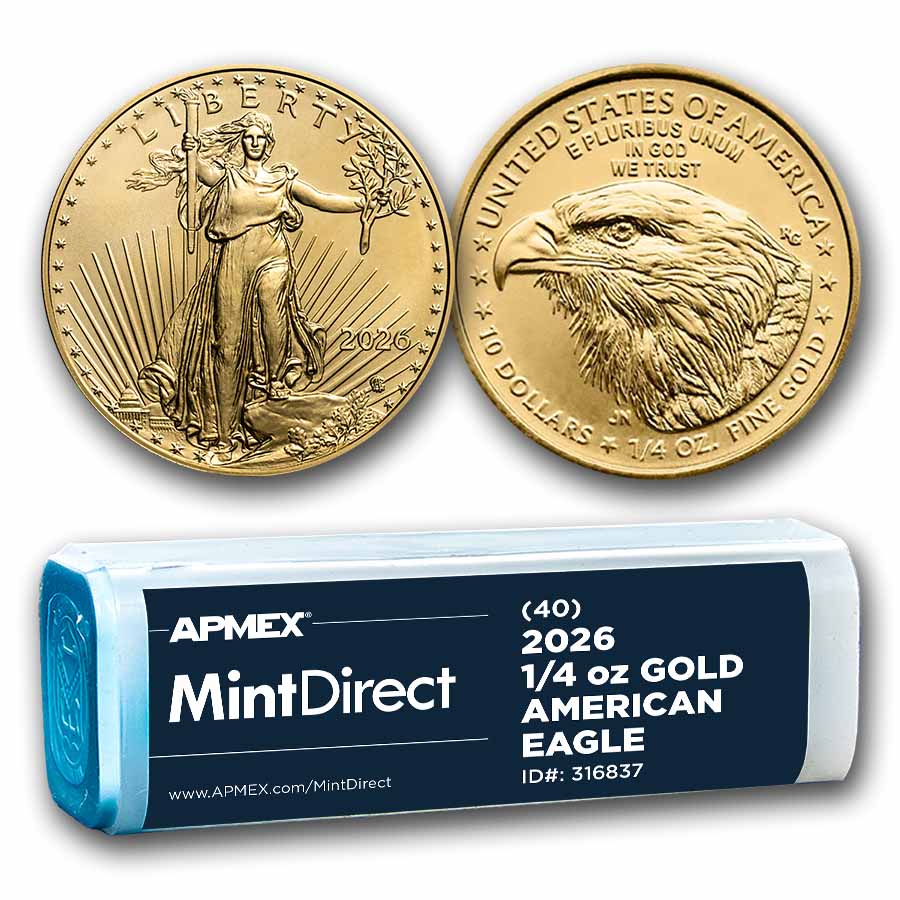 2026 1/4 oz American Gold Eagles (40-Coin MintDirect® Tube) 2026 1/4 oz American Gold Eagles (40-Coin MintDirect® Tube)