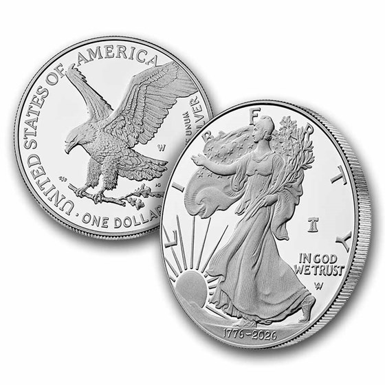 2026-W 1 oz Proof American Silver Eagle (w/Box &amp; COA, Dual Date)