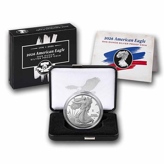 2026-W 1 oz Proof American Silver Eagle (w/Box &amp; COA, Dual Date)