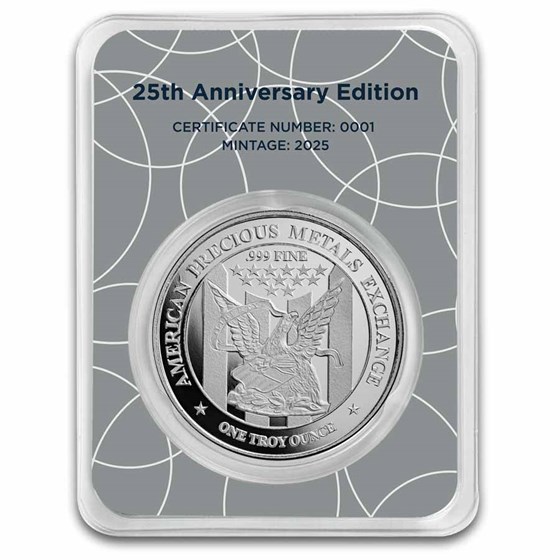 1 oz Silver Round - APMEX 25th Anniversary (in TEP)