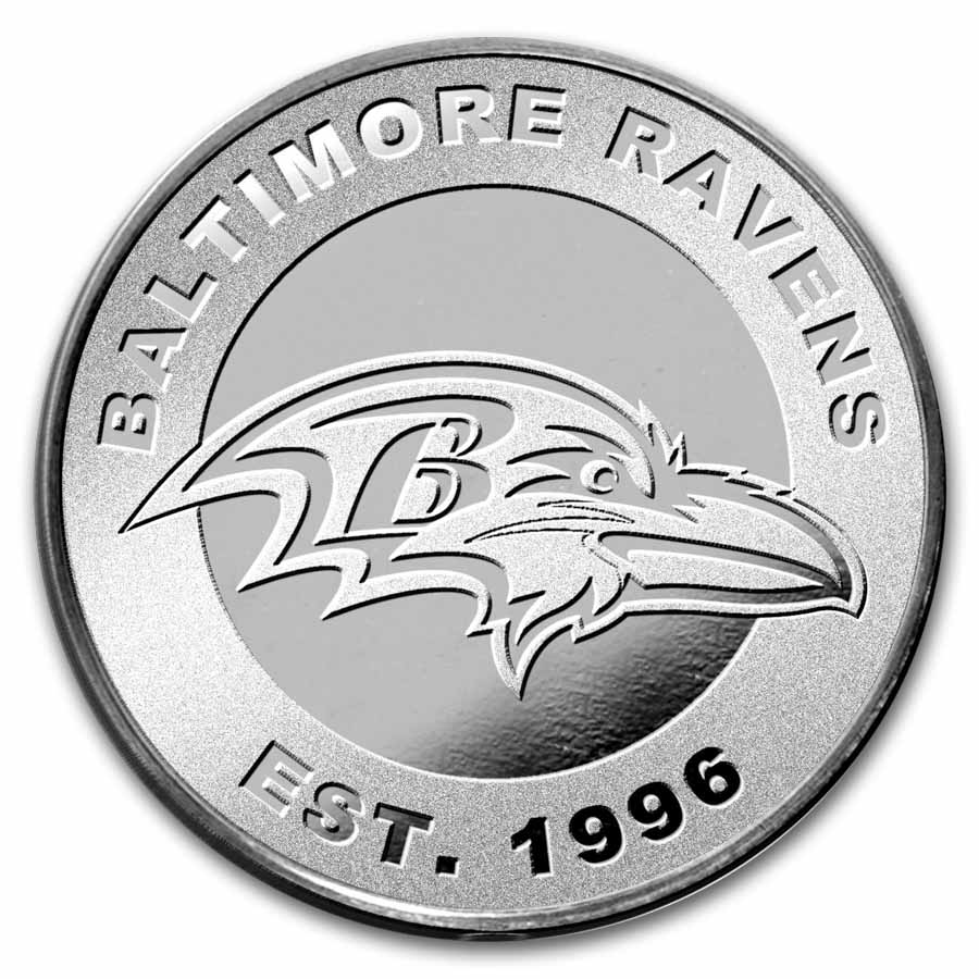 NFL Baltimore Ravens 1 oz Silver Round NFL Baltimore Ravens 1 oz Silver Round