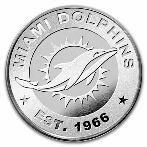 NFL Miami Dolphins 1 oz Silver Round (w/Box)