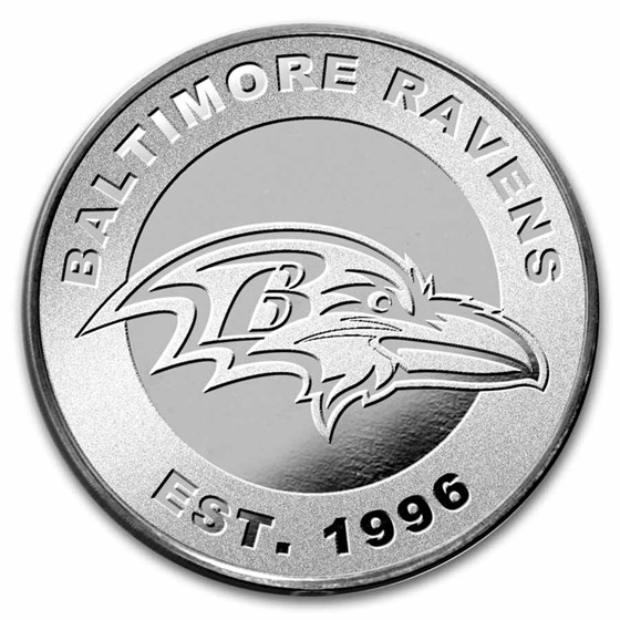 NFL Baltimore Ravens 1 oz Silver Round (w/Box)