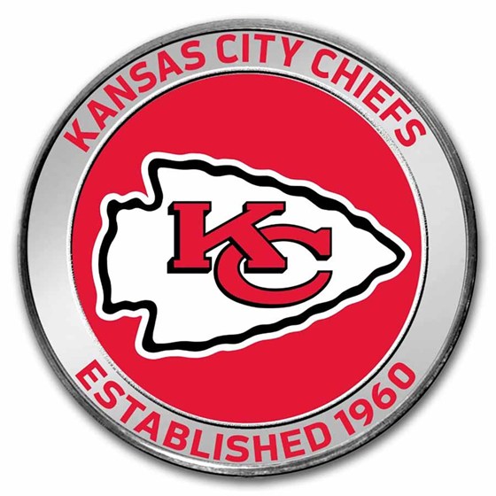 NFL Kansas City Chiefs 1 oz Silver Colorized Round (w/Box)