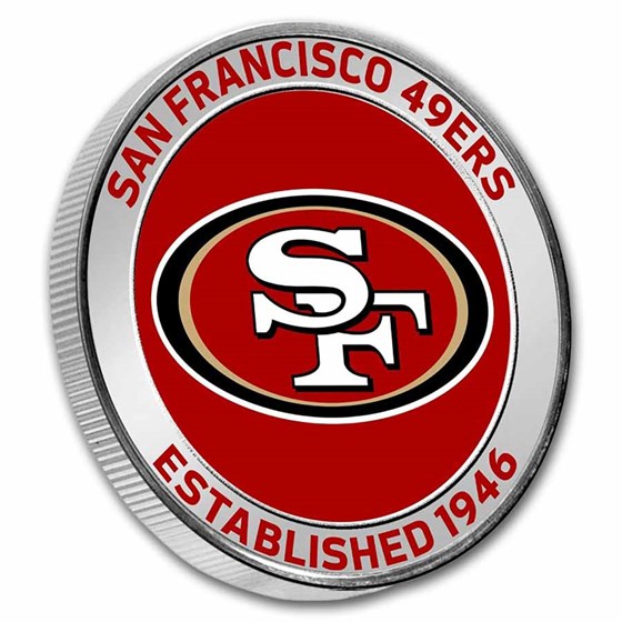 NFL San Francisco 49ers 1 oz Silver Colorized Round (w/Box)