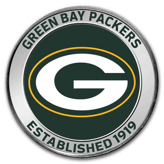 NFL Green Bay Packers 1 oz Silver Colorized Round (w/Box)