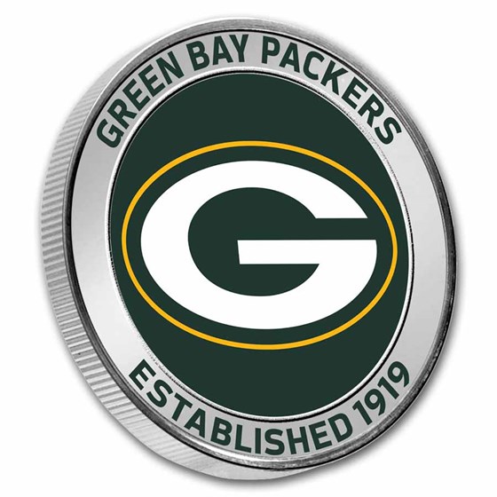 NFL Green Bay Packers 1 oz Silver Colorized Round (w/Box)