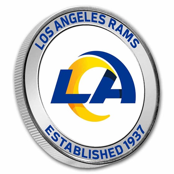 NFL Los Angeles Rams 1 oz Silver Colorized Round (w/Box)