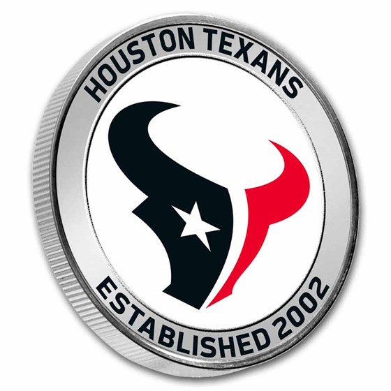 NFL Houston Texans 1 oz Silver Colorized Round (w/Box)