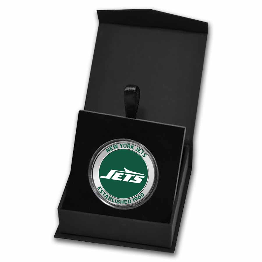 NFL New York Jets 1 oz Silver Colorized Round (w/Box)