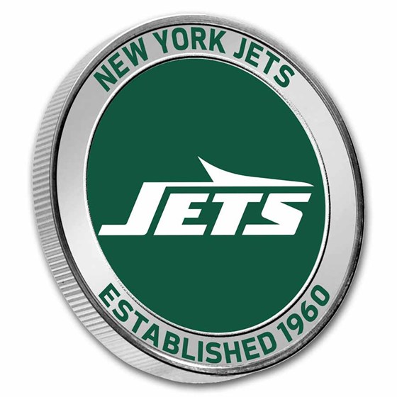 NFL New York Jets 1 oz Silver Colorized Round (w/Box)