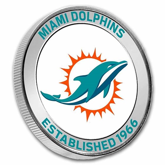NFL Miami Dolphins 1 oz Silver Colorized Round (w/Box)