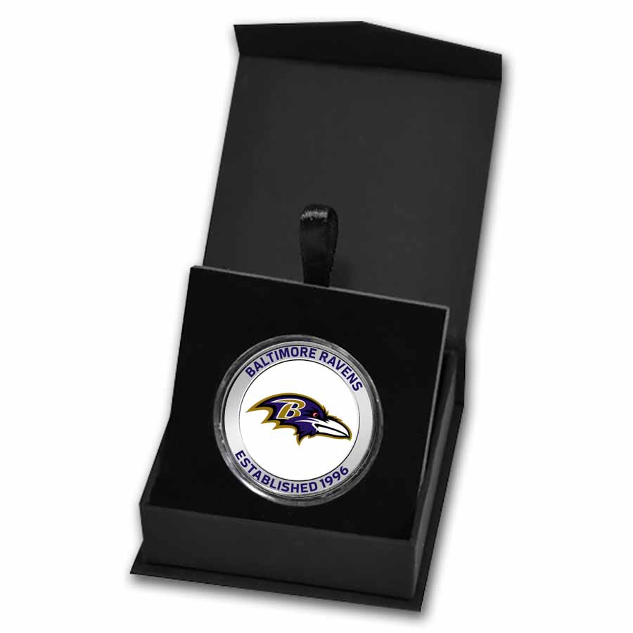 NFL Baltimore Ravens 1 oz Silver Colorized Round (w/Box)