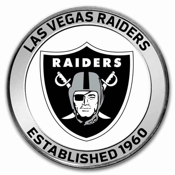 NFL Las Vegas Raiders 1 oz Silver Colorized Round (w/Box)