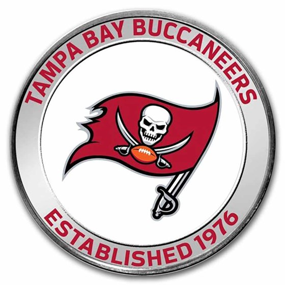 NFL Tampa Bay Buccaneers 1 oz Silver Colorized Round (w/Box)