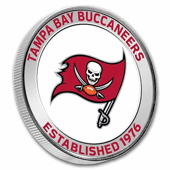 NFL Tampa Bay Buccaneers 1 oz Silver Colorized Round (w/Box)