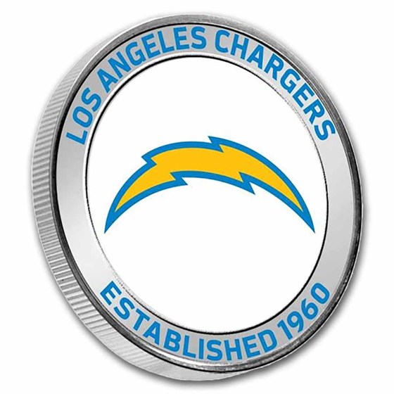NFL Los Angeles Chargers 1 oz Silver Colorized Round (w/Box)
