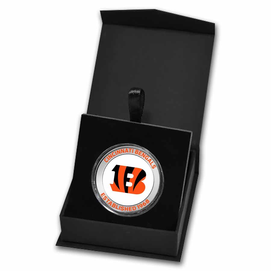 NFL Cincinnati Bengals 1 oz Silver Colorized Round (w/Box)