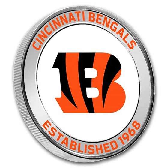 NFL Cincinnati Bengals 1 oz Silver Colorized Round (w/Box)