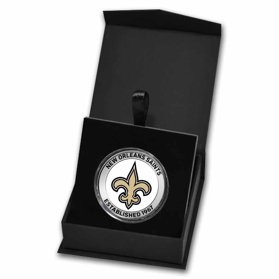 NFL New Orleans Saints 1 oz Silver Colorized Round (w/Box)
