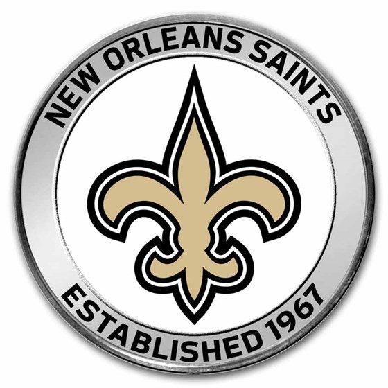 NFL New Orleans Saints 1 oz Silver Colorized Round (w/Box)