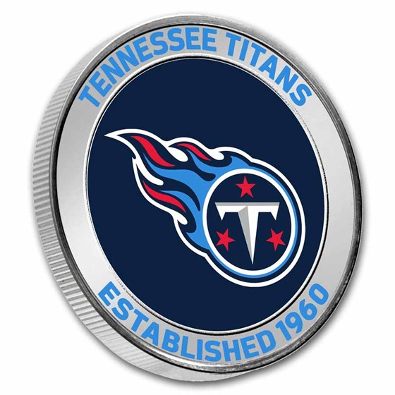 NFL Tennessee Titans 1 oz Silver Colorized Round (w/Box)