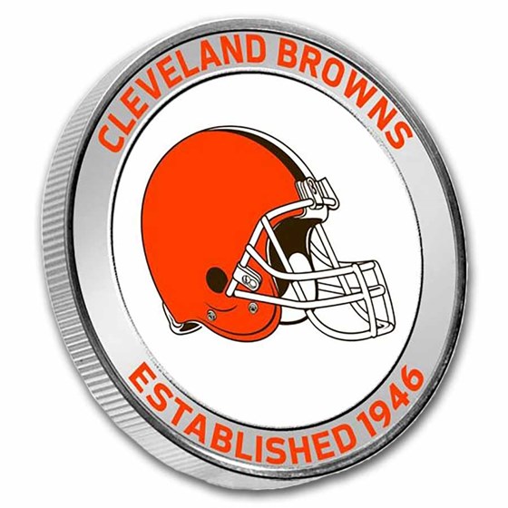 NFL Cleveland Browns 1 oz Silver Colorized Round (w/Box)