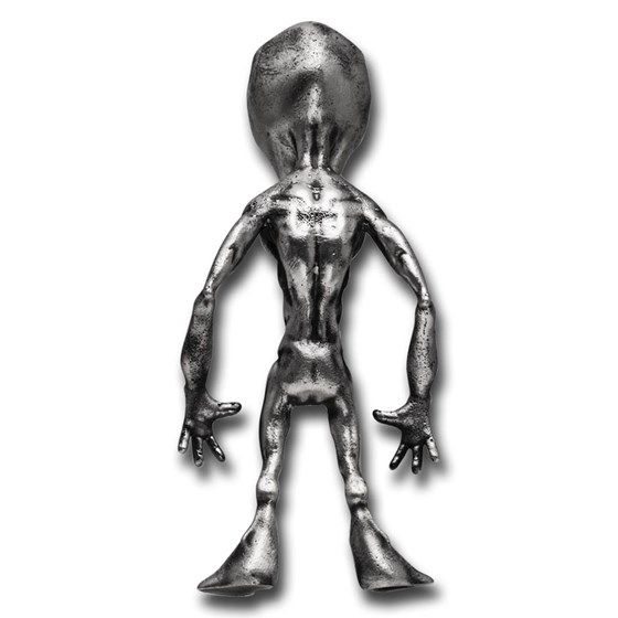 8 oz Silver Hand Poured Statue - Alien