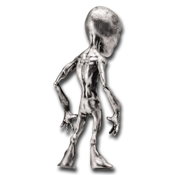 8 oz Silver Hand Poured Statue - Alien